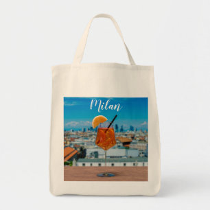 Tote Bag Cocktail Spritz sur une table avec vue sur Milan