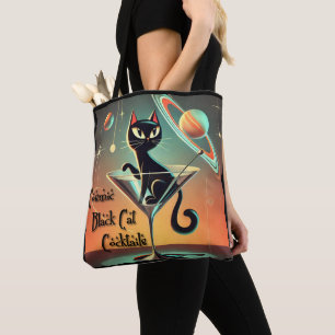 Tote Bag Cocktails de chat noir cosmique futuriste atomique