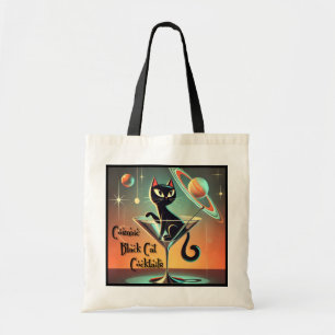 Tote Bag Cocktails de chat noir cosmique futuriste atomique