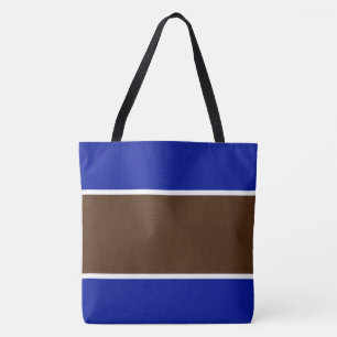 Tote Bag Cocoa Brun Blanc Royal Bleu Rayures Sportives Amus