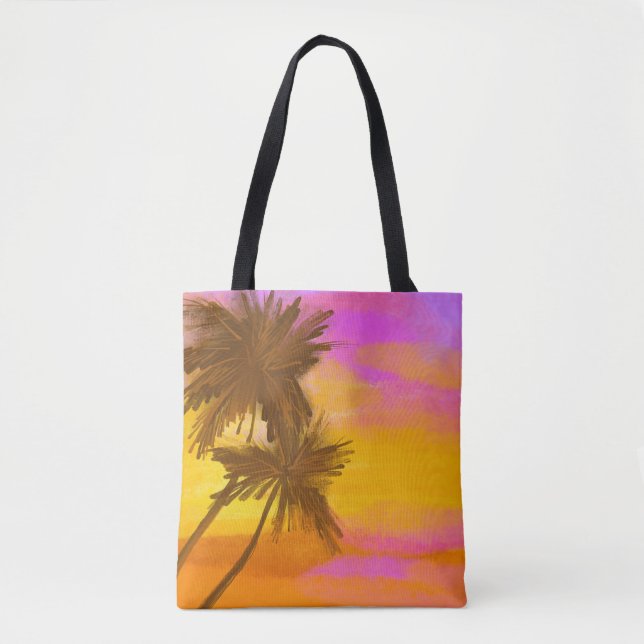 Tote Bag Cocotier, thème tropical d'été. (Devant)