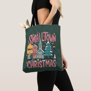 Tote Bag Code Postal Personnalisé Noël Petit Village Rose