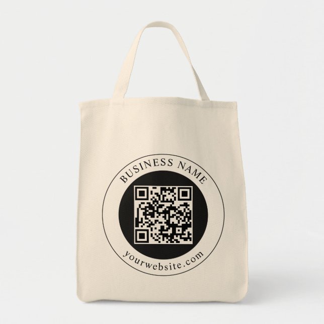Tote Bag Code QR avec nom d'entreprise modifiable (Devant)