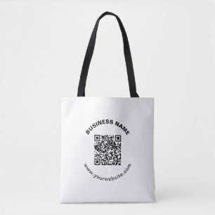 Tote Bag Code QR avec nom d'entreprise Texte circulaire gra