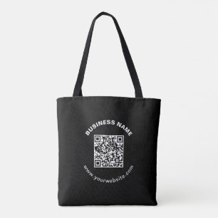 Tote Bag Code QR avec nom d'entreprise Texte circulaire gra