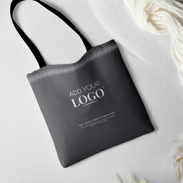 Tote Bag Code QR de logo d'entreprise Boutique de luxe noir (Créateur téléchargé)
