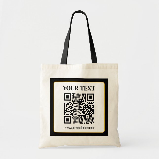 Tote Bag Code QR d'entreprise avec texte en haut et en bas, (Devant)
