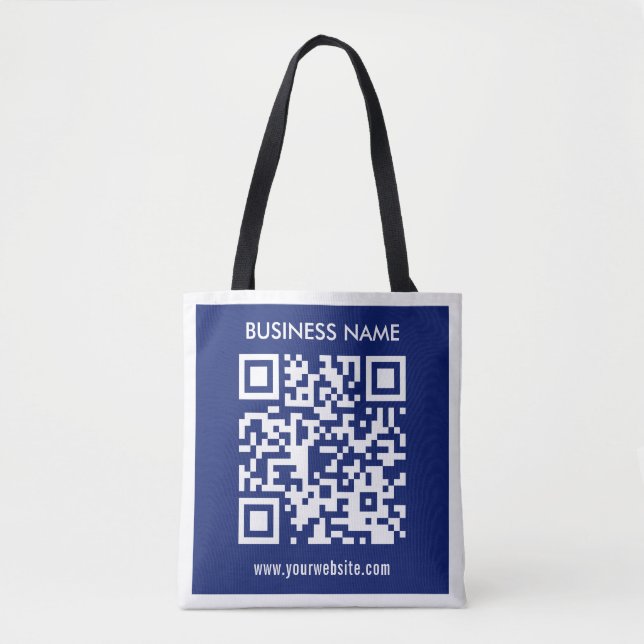 Tote Bag Code QR (généré instantanément) modifiable | Bleu  (Devant)