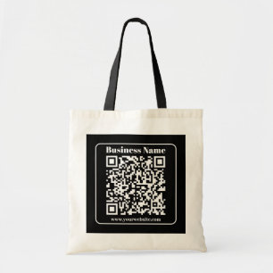 Tote Bag Code QR modifiable noir et blanc style moderne rét