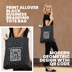 Tote Bag Code QR professionnel 3D moderne noir