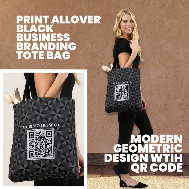 Tote Bag Code QR professionnel 3D moderne noir (Créateur téléchargé)