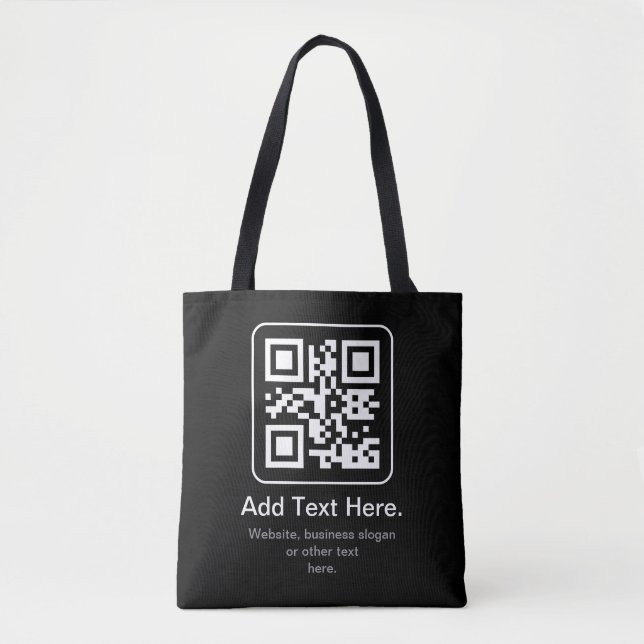 Tote Bag Code QR scannable moderne | Noir Blanc & Gris (Devant)