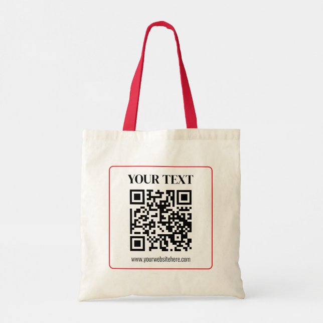 Tote Bag Code QR simple avec bordure rouge (Dos)