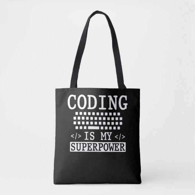 Tote Bag Coder informatique programmeur amusant (Devant)