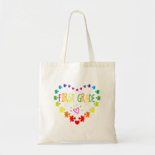 Tote Bag Coeur 100e Jour de 1ère année Enseignant Autisme A