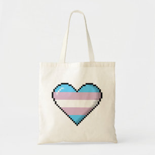 Tote Bag Coeur à 8 bits de pixel de fierté de transsexuel