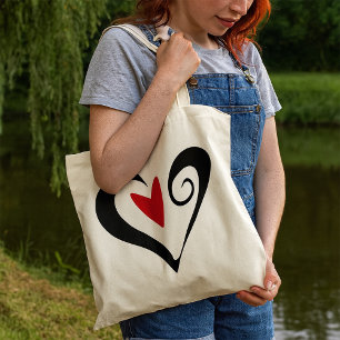 Tote Bag Coeur Abstrait rouge et noir Romantique moderne