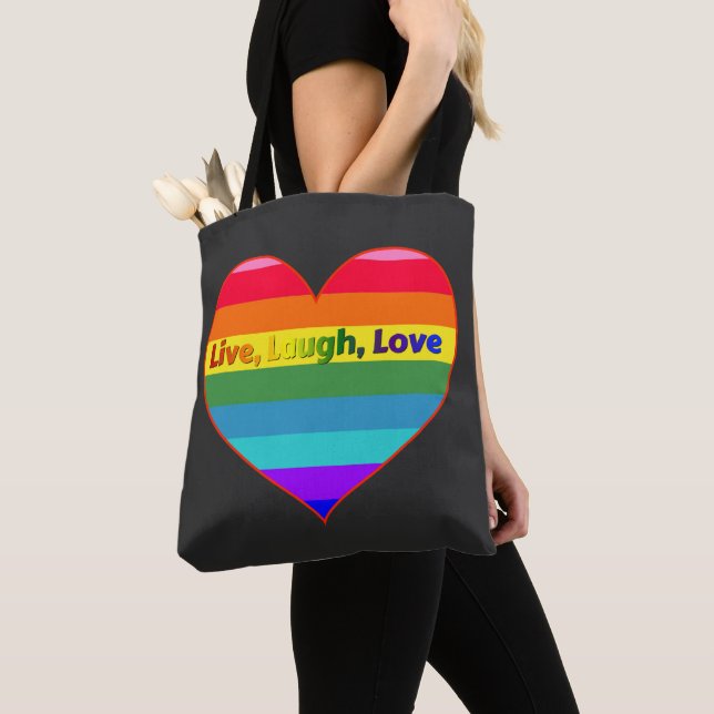 Tote Bag Coeur arc-en-ciel (De près)