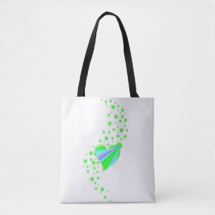 Tote Bag Coeur arc-en-ciel avec étoiles, vert violet
