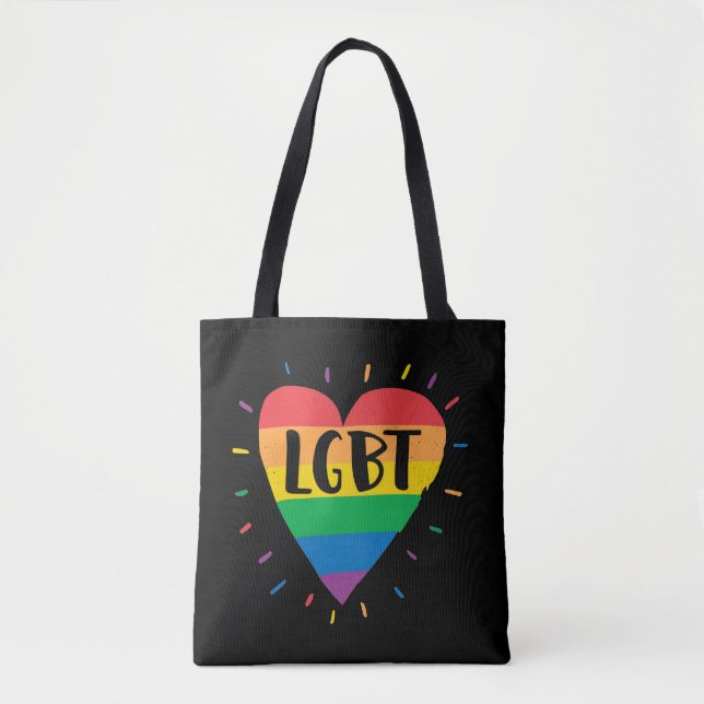 Tote Bag Coeur arc-en-ciel LGBT (Devant)