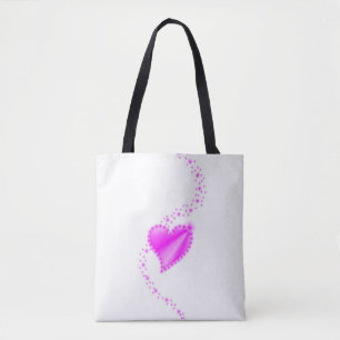 Tote Bag Coeur arc-en-ciel rose avec étoiles