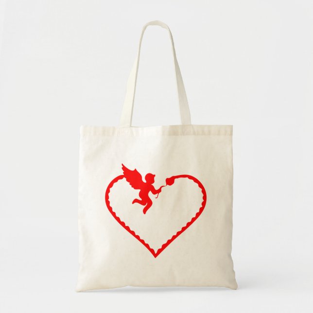 Tote Bag Coeur avec un cadeau cupide pour vous (Devant)