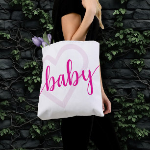 Tote Bag Coeur bébé Script de floraison rose chaud