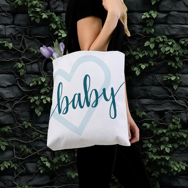 Tote Bag Coeur bébé | Turquoise Midnight Green Flourd Custo (Créateur téléchargé)