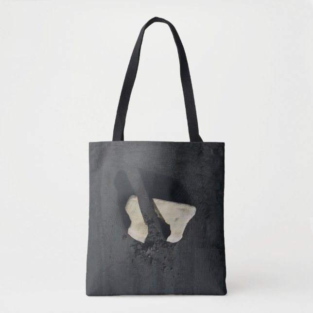 Tote Bag Coeur blanc en forme de surface noire (Devant)