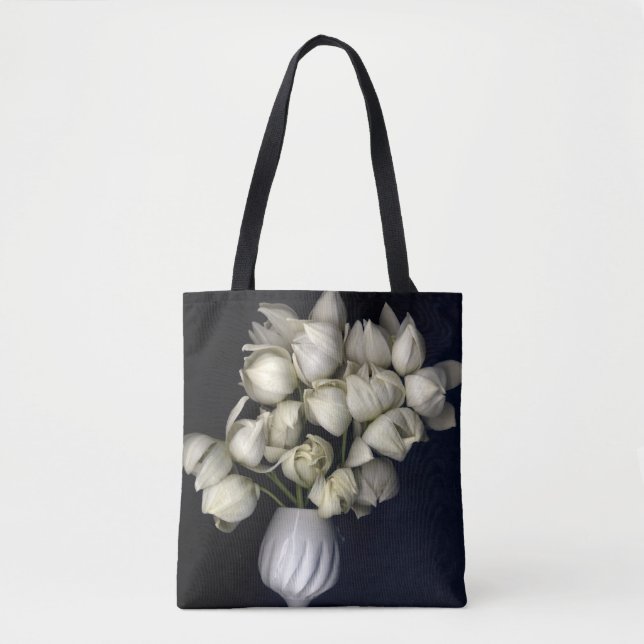 Tote Bag "Coeur blanc en noir" (Devant)
