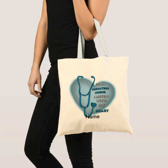 Tote Bag Coeur bleu Infirmière pédiatrique