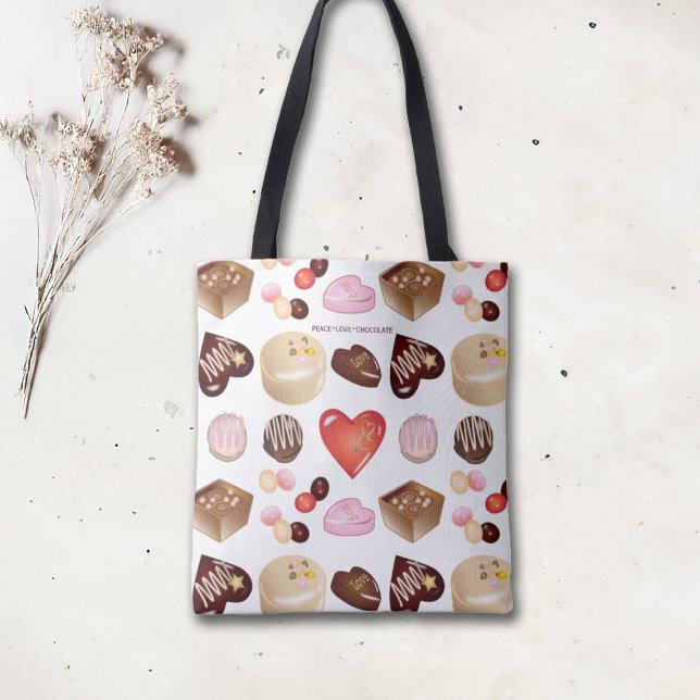 Tote Bag Coeur chocolat moderne personnalisé (Créateur téléchargé)