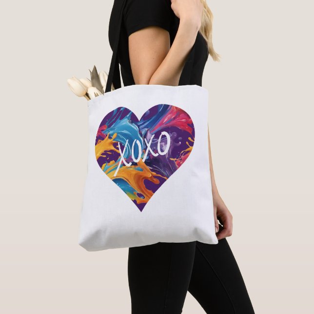 Tote Bag Coeur coloré XOXO- (De près)