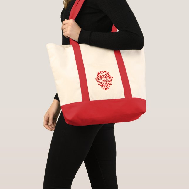 Tote Bag Coeur d'amour Fancy Rouge (Devant (produit))