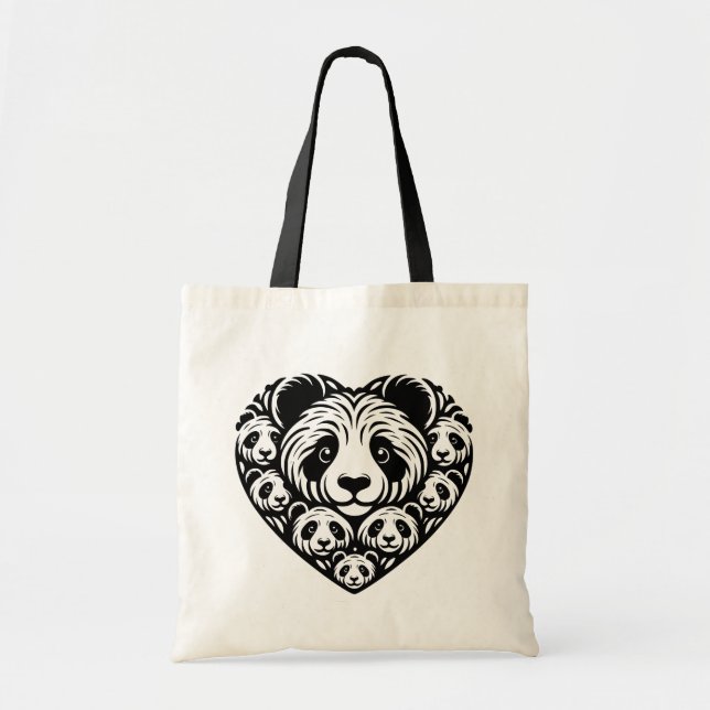 Tote Bag Coeur d'amour Panda (Devant)