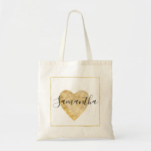 Tote Bag Coeur d'aquarelle d'or