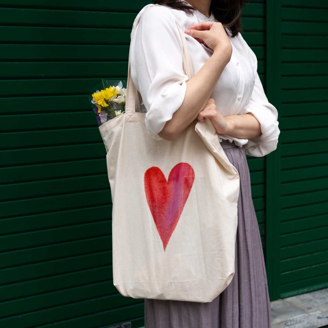 Tote Bag Coeur d'aquarelle minimaliste (Créateur téléchargé)