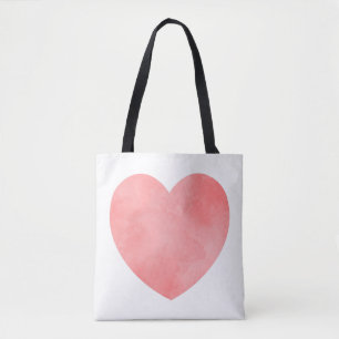 Tote Bag Coeur d'aquarelle rose motif
