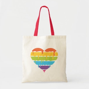 Tote Bag Coeur d'arc-en-ciel avec la peinture d'égoutture