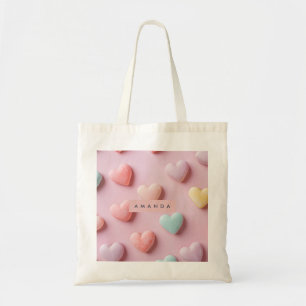 Tote Bag Cœur de bonbon pastel doux personnalisé