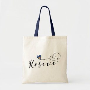 Tote Bag Coeur de drapeau de Kosovo, j'aime Kosovo, kosovar