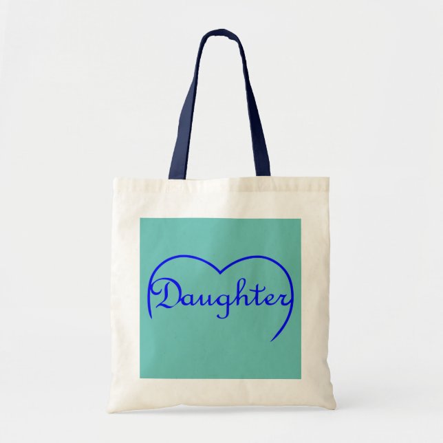 Tote Bag Coeur de fille en bleu (Devant)