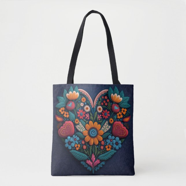 Tote Bag Coeur de fleurs à l'ukrainienne (Devant)