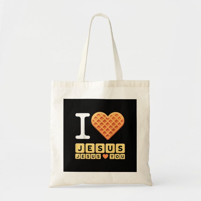 Tote Bag Cœur de gaufre J'aime Jésus (Devant)