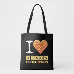 Tote Bag Cœur de gaufre J'aime Jésus