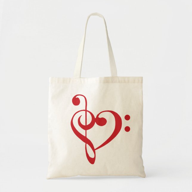 Tote Bag Coeur de musique Treble basse Clef Heart - Scarlet (Devant)