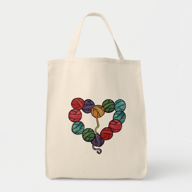 Tote Bag Cœur de pelote de laine (Devant)