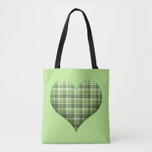 Tote Bag Coeur de puffin vert rétro St Patrick rétro (Devant)