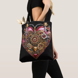 Tote Bag Cœur de Streampunk Rubis Saint-Valentin