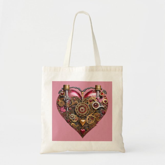 Tote Bag Cœur de Streampunk Rubis Saint Valentin (Devant)